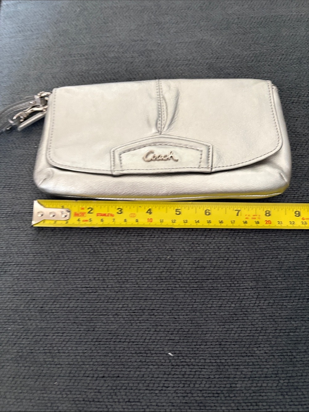 Coach Metallic Silver Wristlet Clutch - Picture 8 of 13